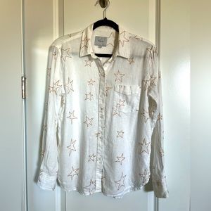 Rails linen shirt with bronze glitter stars size S EUC